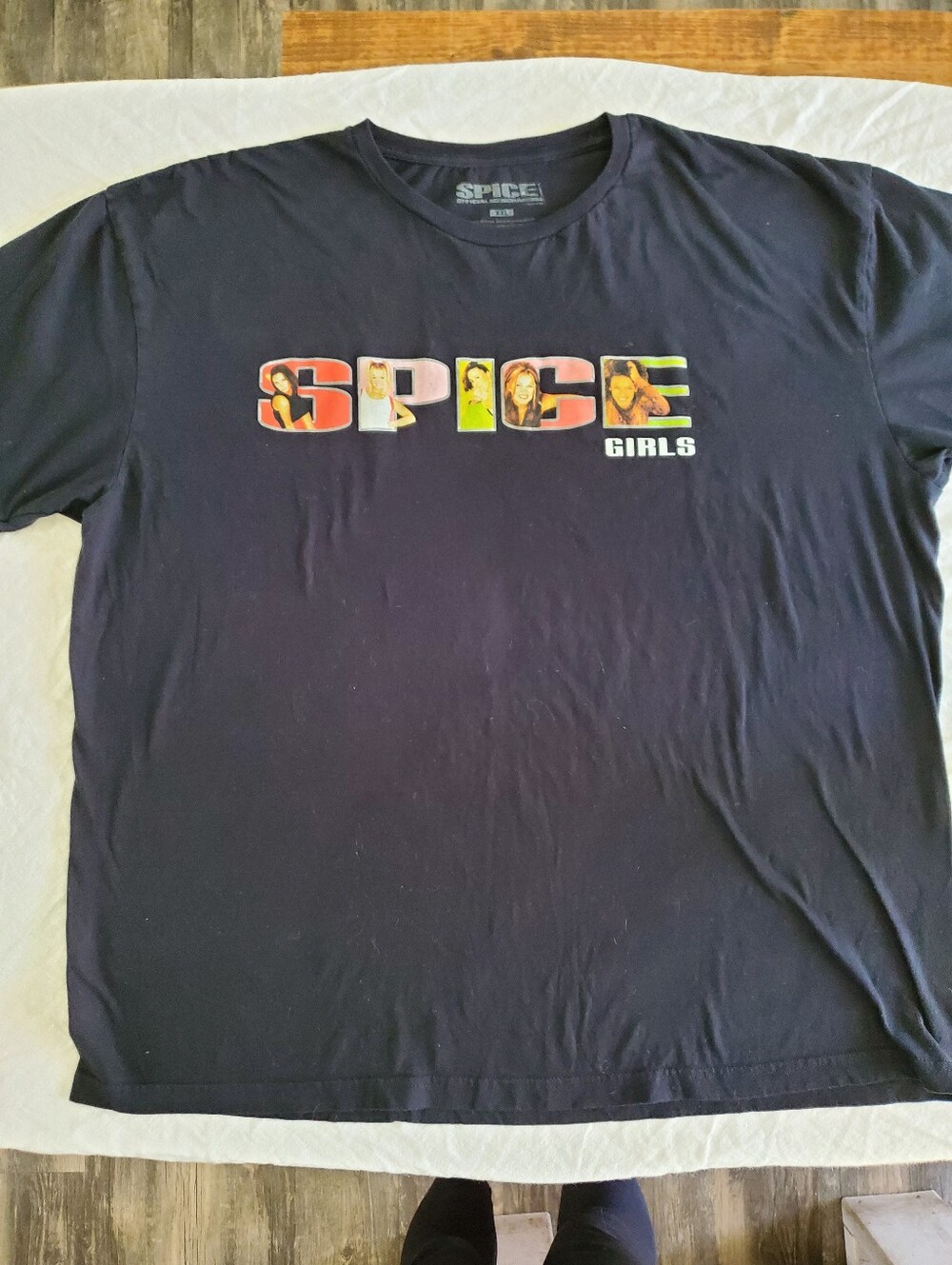 Vintage 90s Spice Girls Official Merchandise T-Shirt Black Photo Logo Size XXL